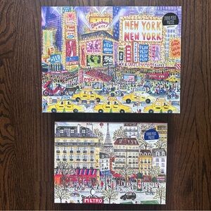 Galison puzzle set by Michael Storrings—“Paris” and “The Great White Way” (NY)